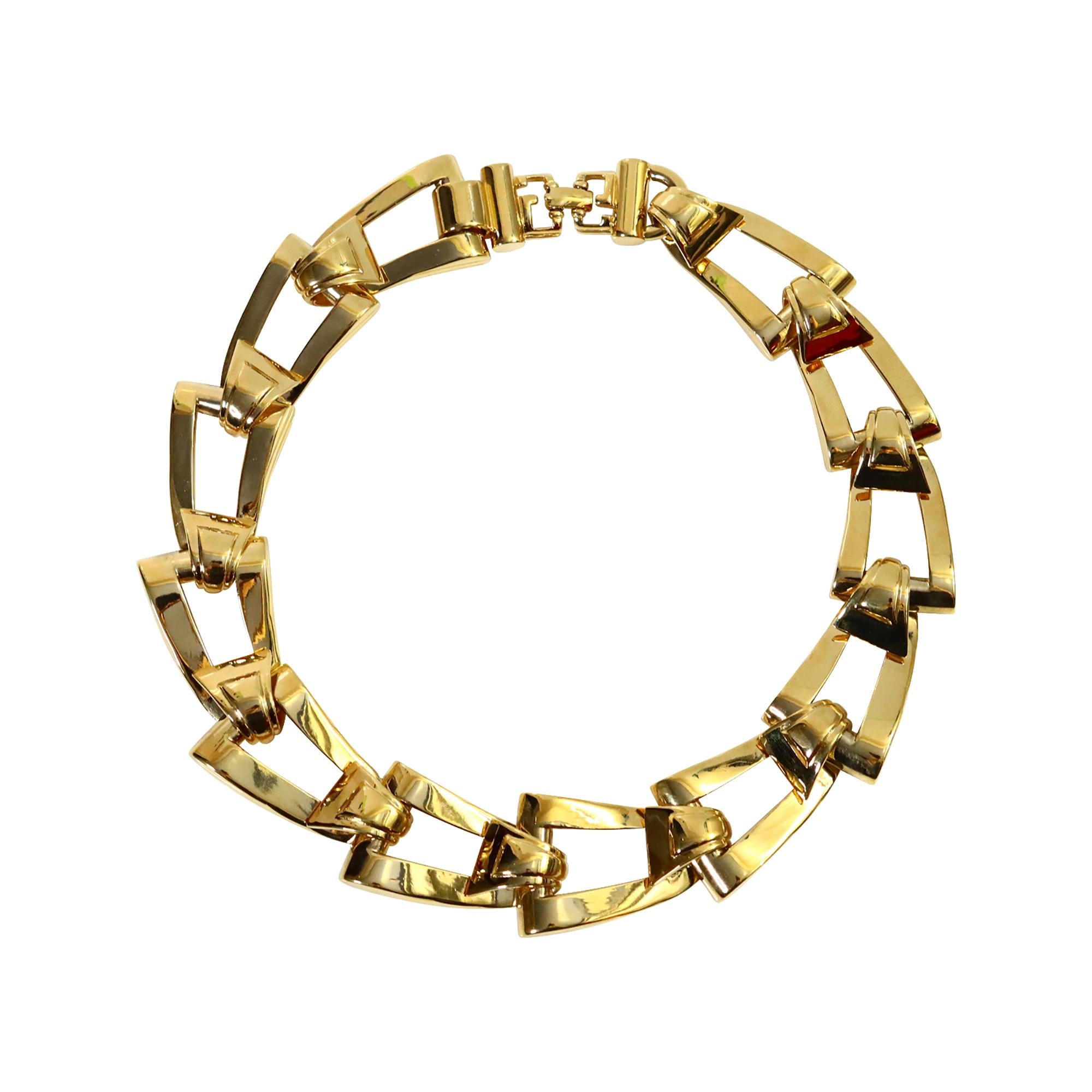 Vintage Givenchy Heavy Gold Tone Link Necklace Circa 1980s For Sale 1