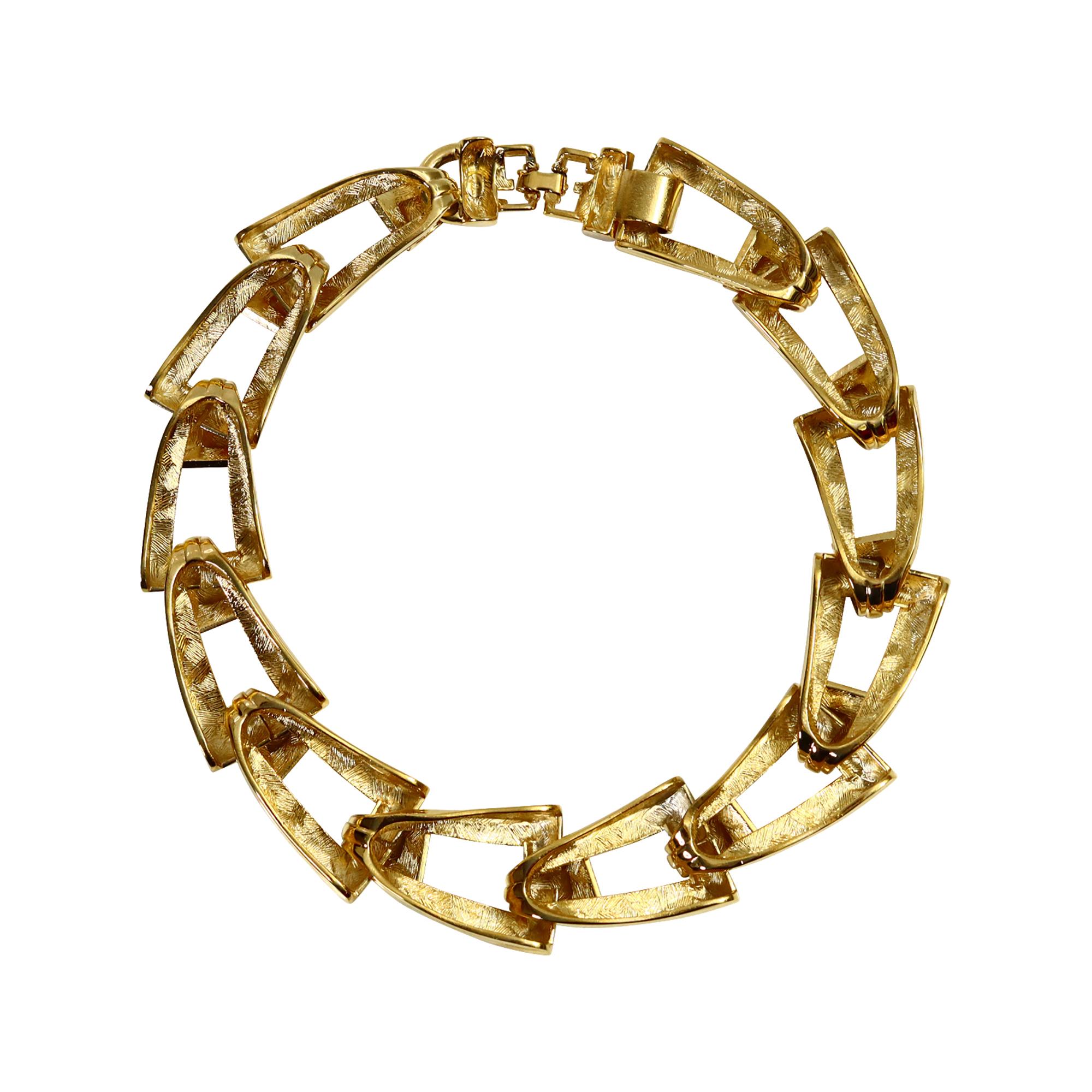 Vintage Givenchy Heavy Gold Tone Link Necklace Circa 1980s For Sale 2