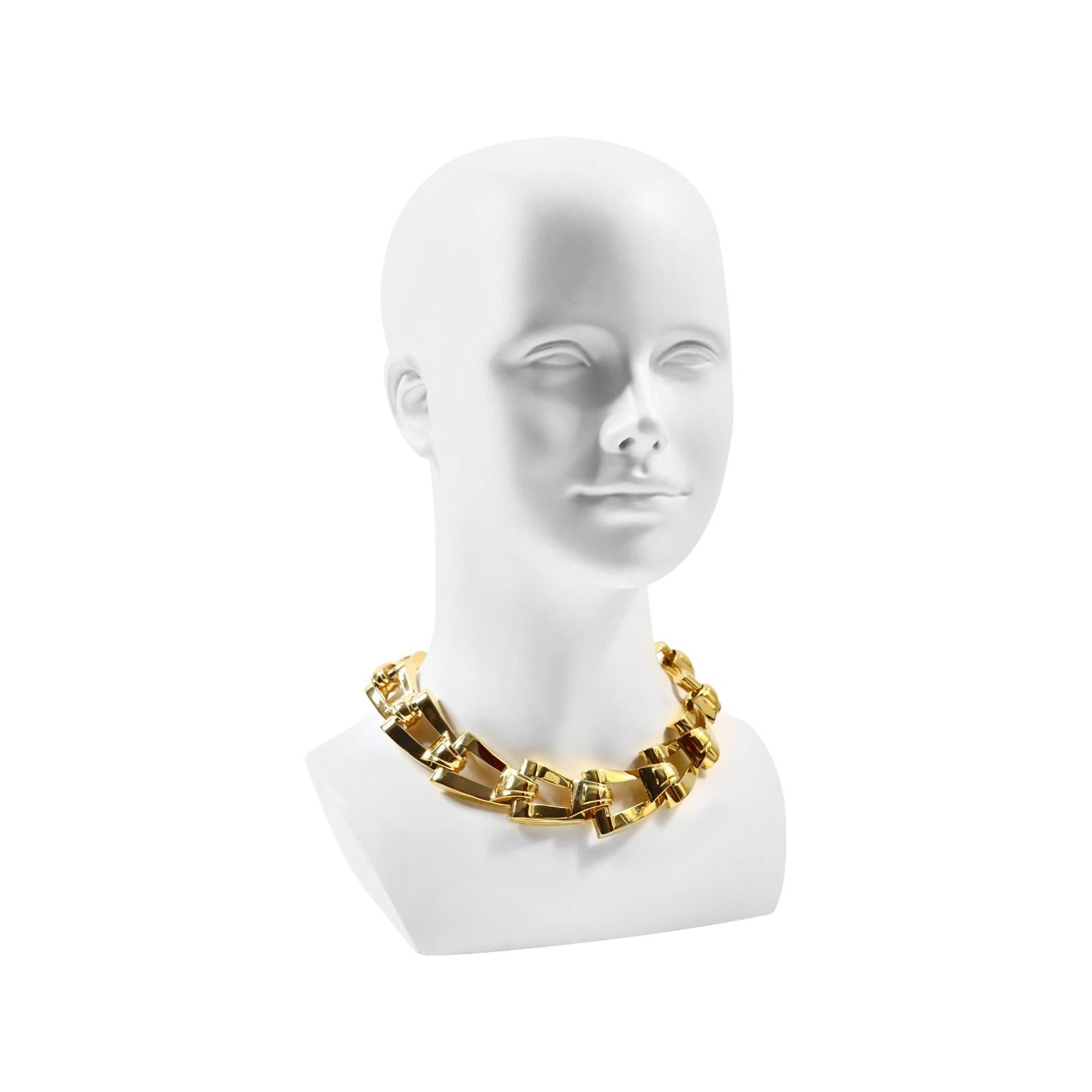 Modern Vintage Givenchy Heavy Gold Tone Link Necklace Circa 1980s For Sale