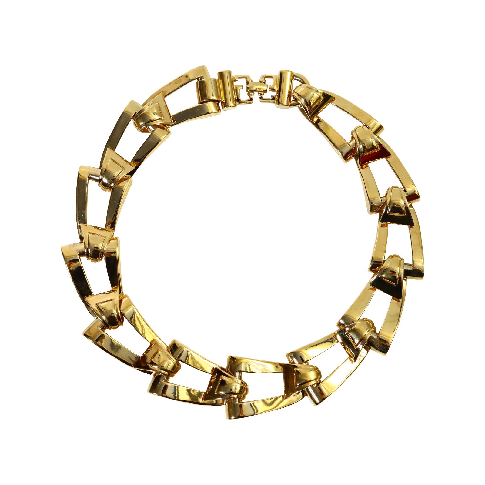 Vintage Givenchy Heavy Gold Tone Link Necklace Circa 1980s For Sale 2