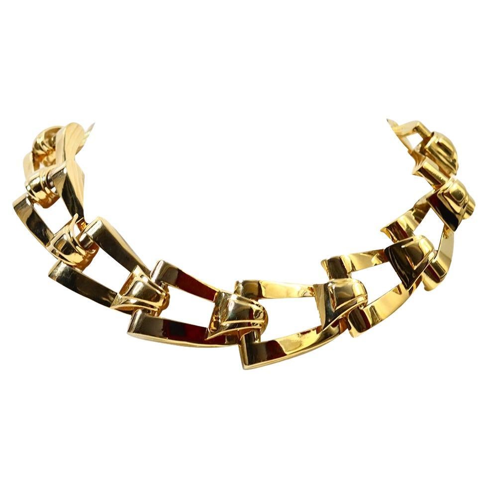 Vintage Givenchy Heavy Gold Tone Link Necklace Circa 1980s