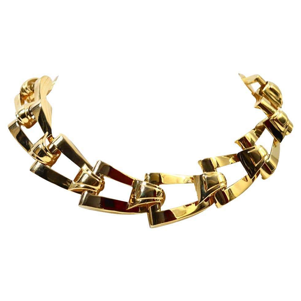 1980s Diamond and Gold Necklace For Sale at 1980s Diamond and Gold Necklace For Sale at