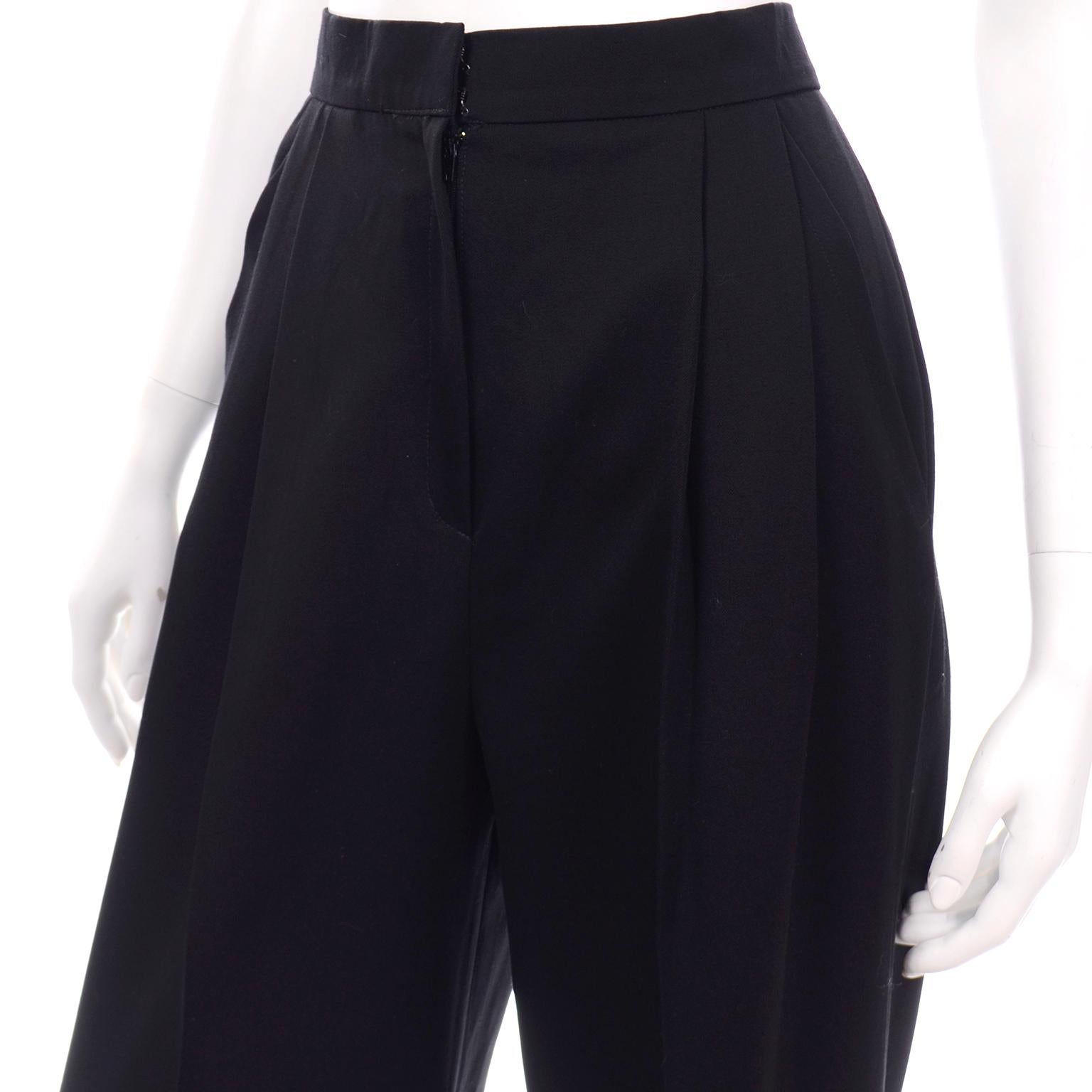 Vintage Givenchy High Waisted Black Trousers With Gold Button Detail In Excellent Condition In Portland, OR