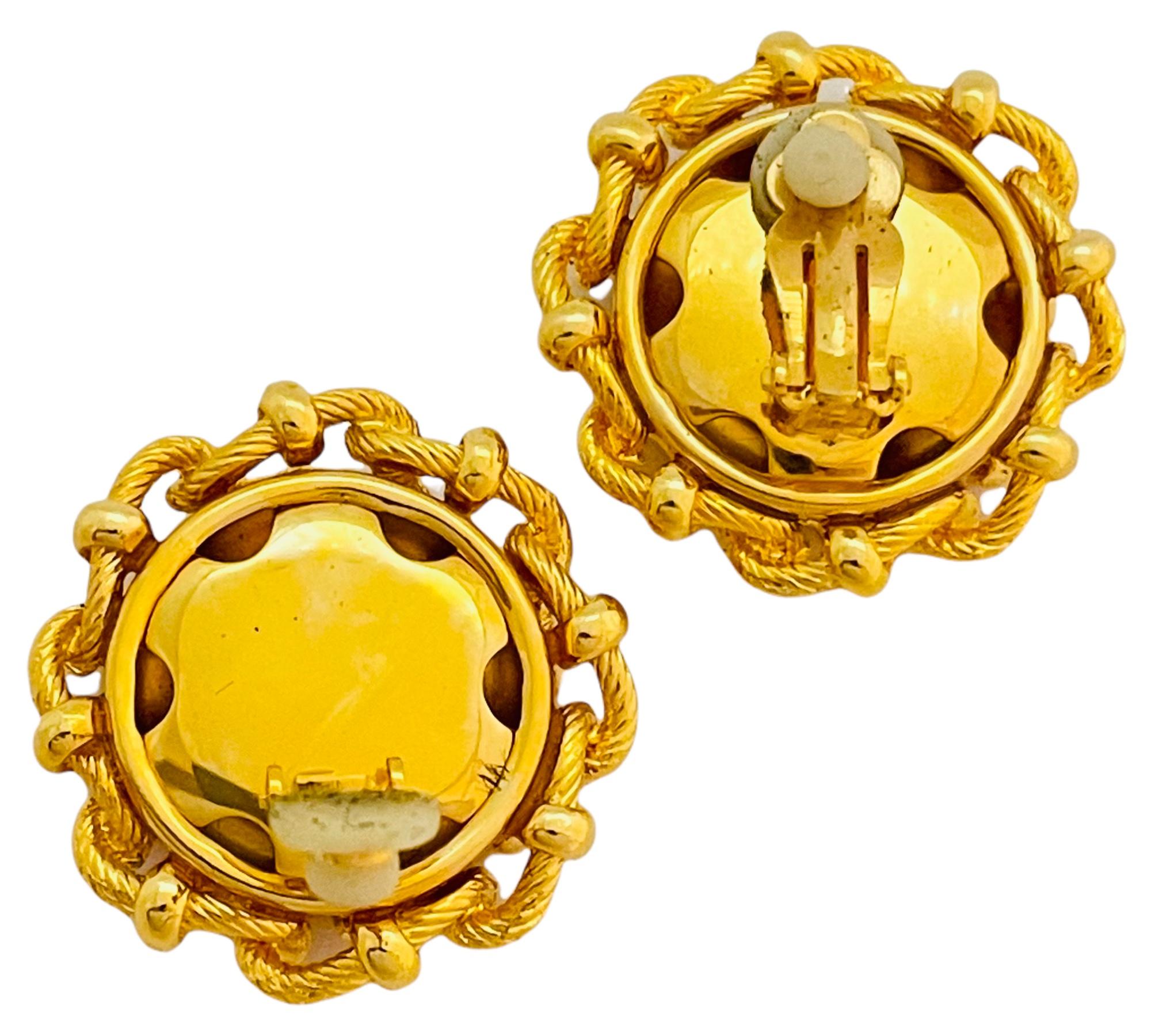 Vintage GIVENCHY riesige glänzende Goldkette Designer Laufsteg Clip-On-Ohrringe im Zustand „Neu“ im Angebot in Palos Hills, IL