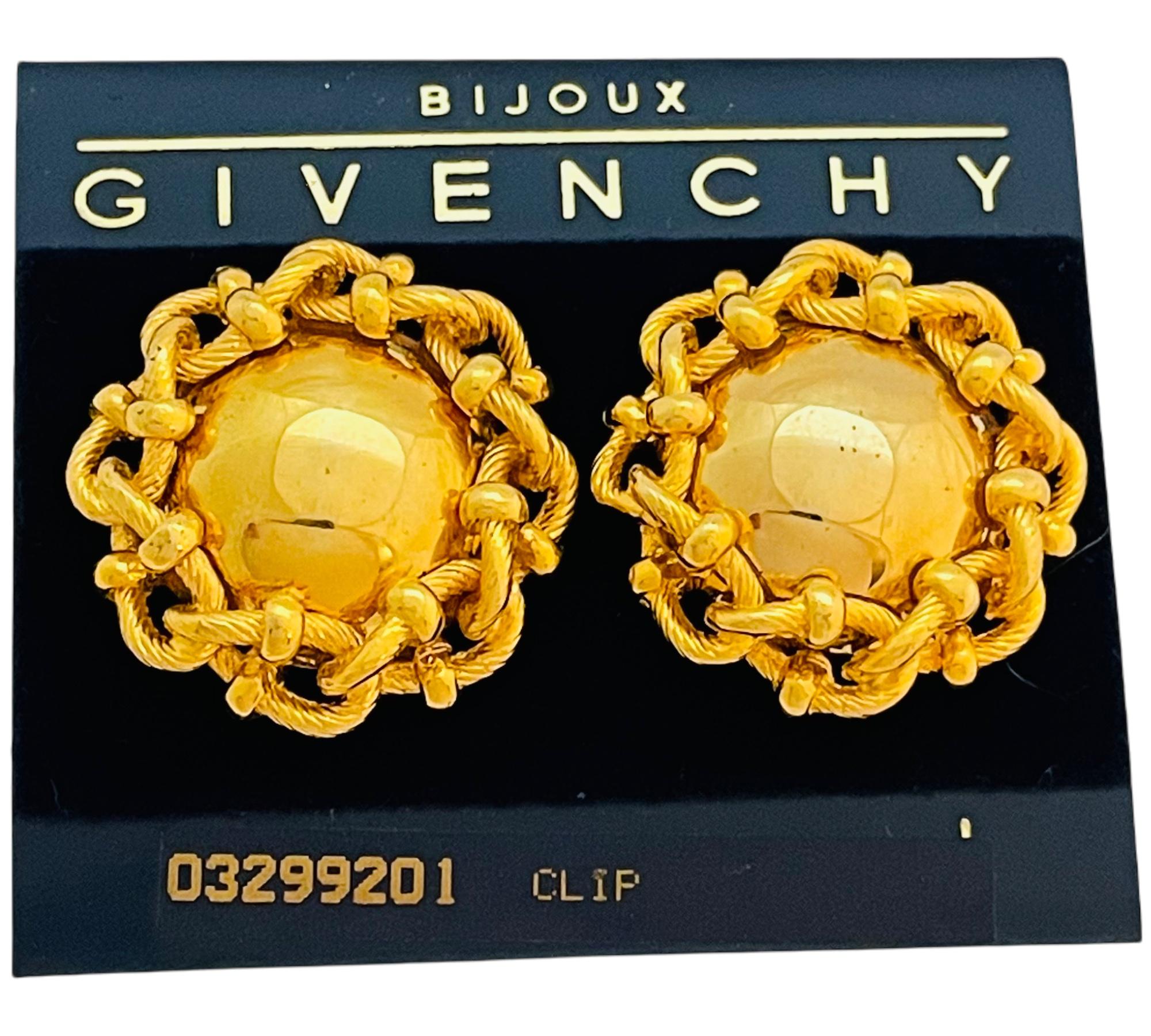 Vintage GIVENCHY riesige glänzende Goldkette Designer Laufsteg Clip-On-Ohrringe Damen im Angebot