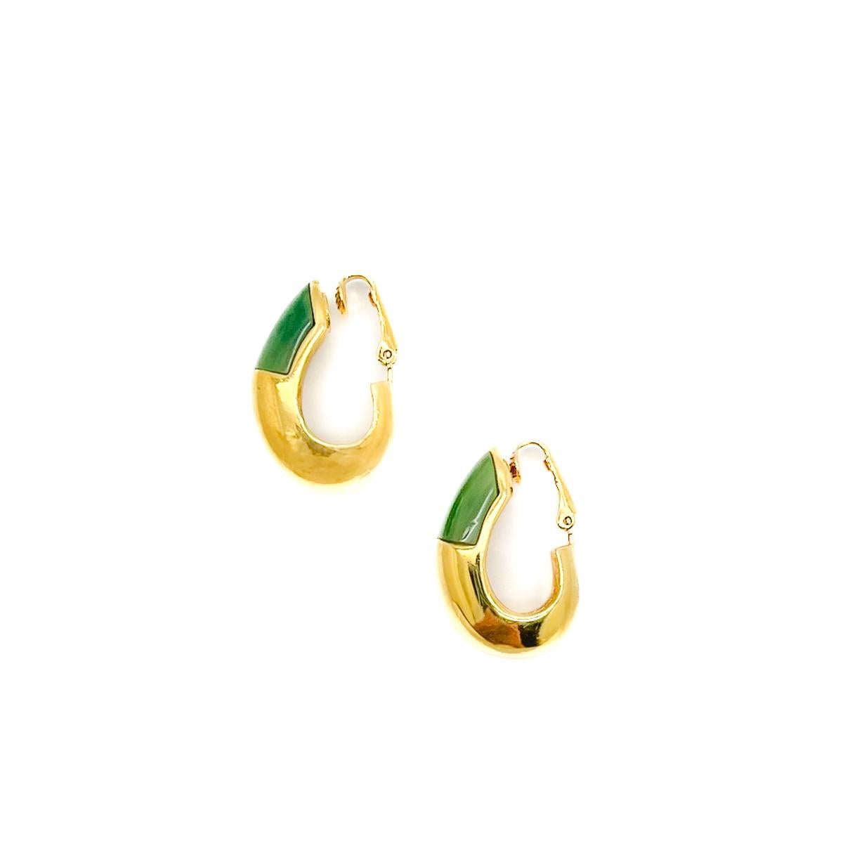 Vintage Givenchy Jade Huggie Earrings 1976 For Sale 2