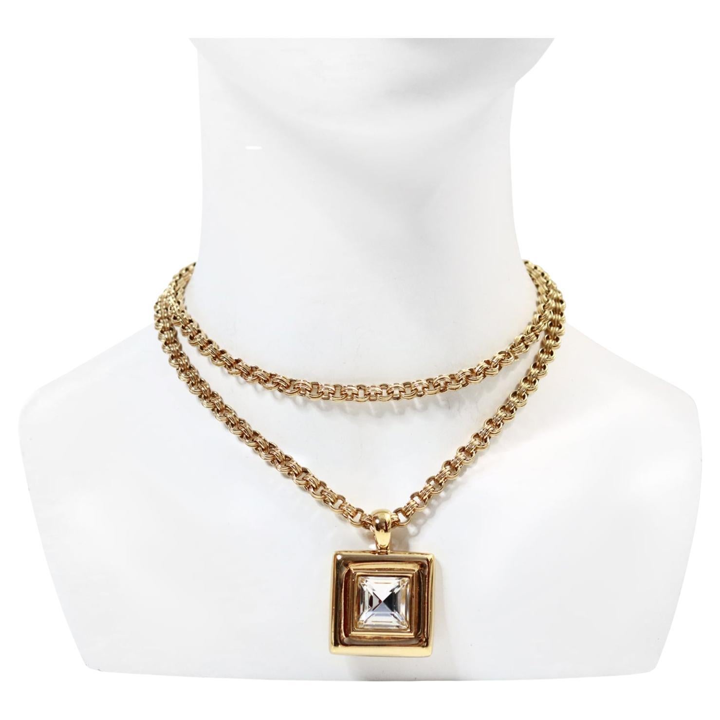 Artist Vintage Givenchy Link Chain with Dangling Drop Necklace Circa 1980s For Sale