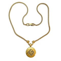 Vintage GIVENCHY logo gold crystal designer runway necklace