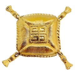 Vintage GIVENCHY logo gold designer runway brooch 