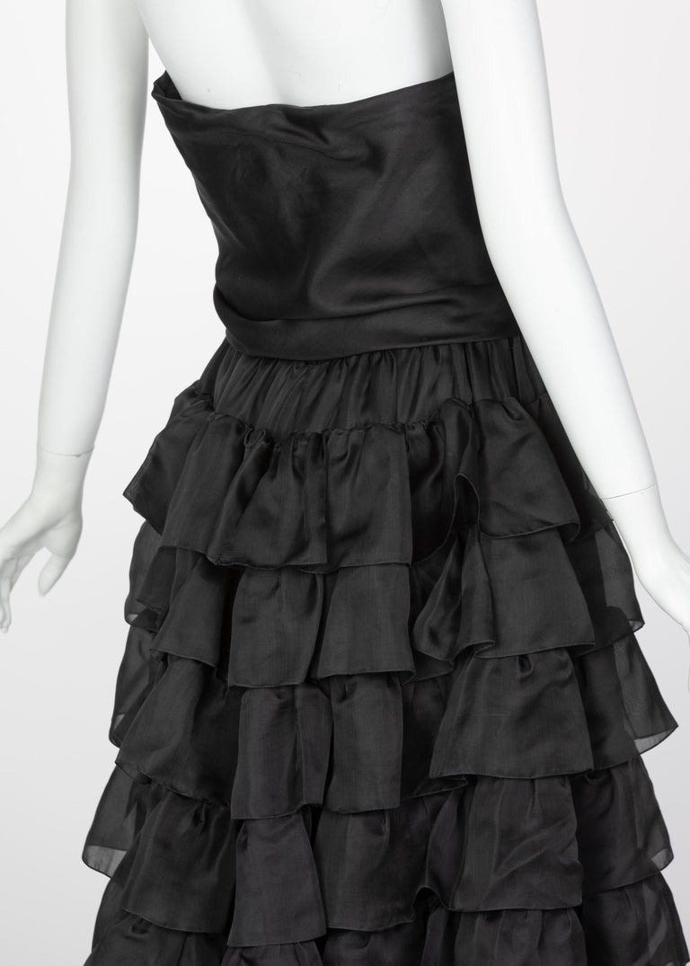 Vintage Givenchy Numbered Haute Couture Black Strapless Ruffled Gown ...