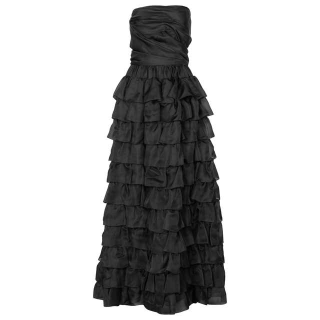 Vintage Givenchy Numbered Haute Couture Black Strapless Ruffled Gown ...