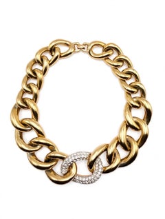 Collier vintage Givenchy Paris imposant, doré, pavé de strass