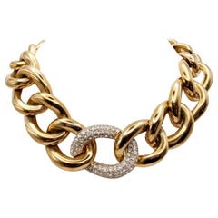 Collier vintage Givenchy Paris imposant, doré, pavé de strass