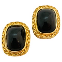 Vintage GIVENCHY Paris New York gold black designer runway clip on earrings