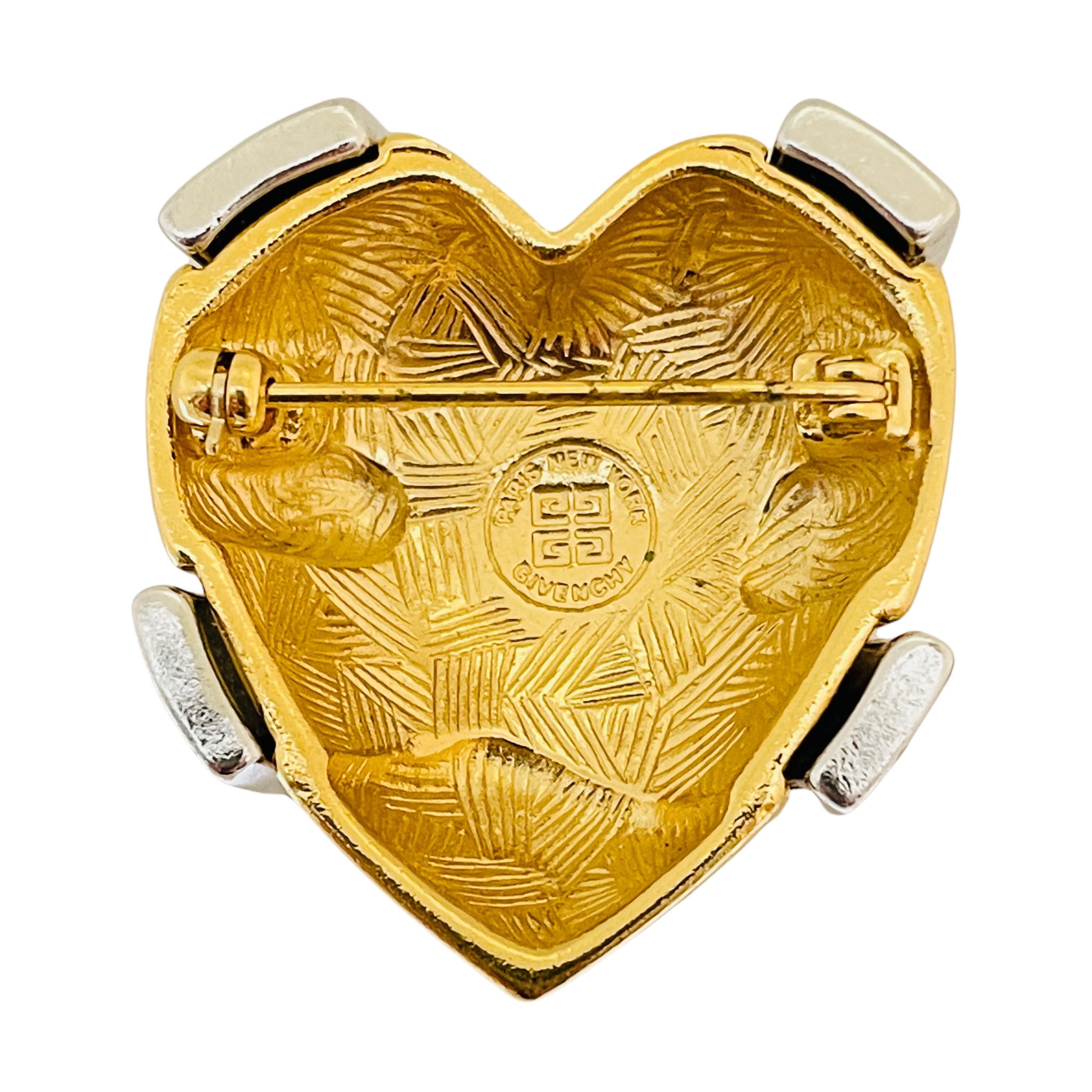De las mujeres Vintage GIVENCHY París Nueva York broche de oro de strass corazón de diseñador de pasarela en venta