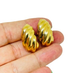 Vintage GIVENCHY Paris New York signed gold tone designer clip on earrings
