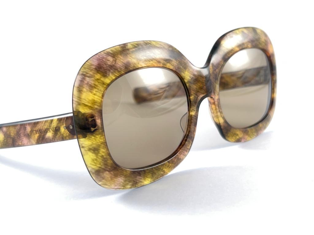 Women's or Men's Vintage Givenchy Paris Oversized Marbled Frame 1970'S  Sunglasses For Sale