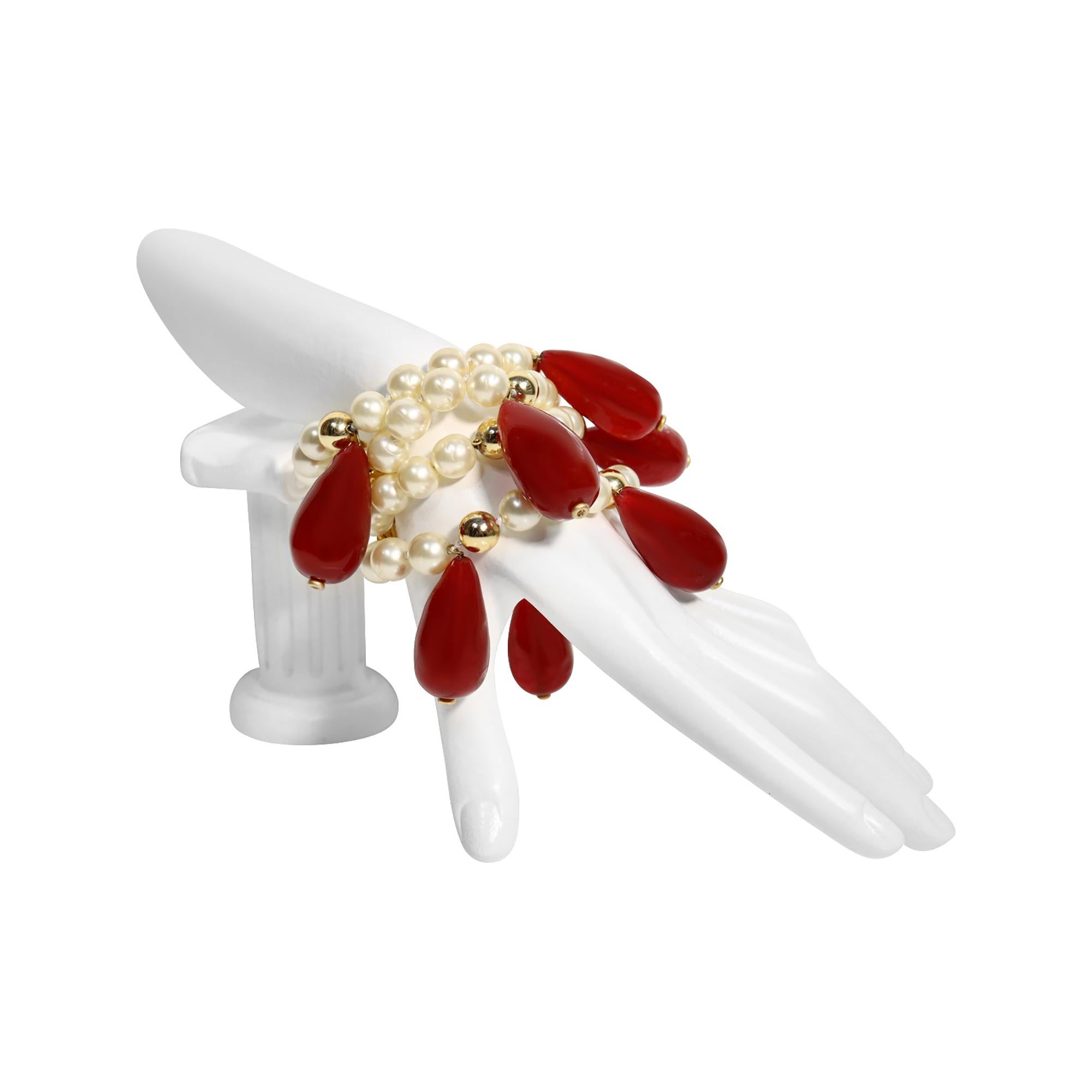 Vintage Givenchy  Pearl and Dangling Pear Drop Gripoix Circa 1980s For Sale 3