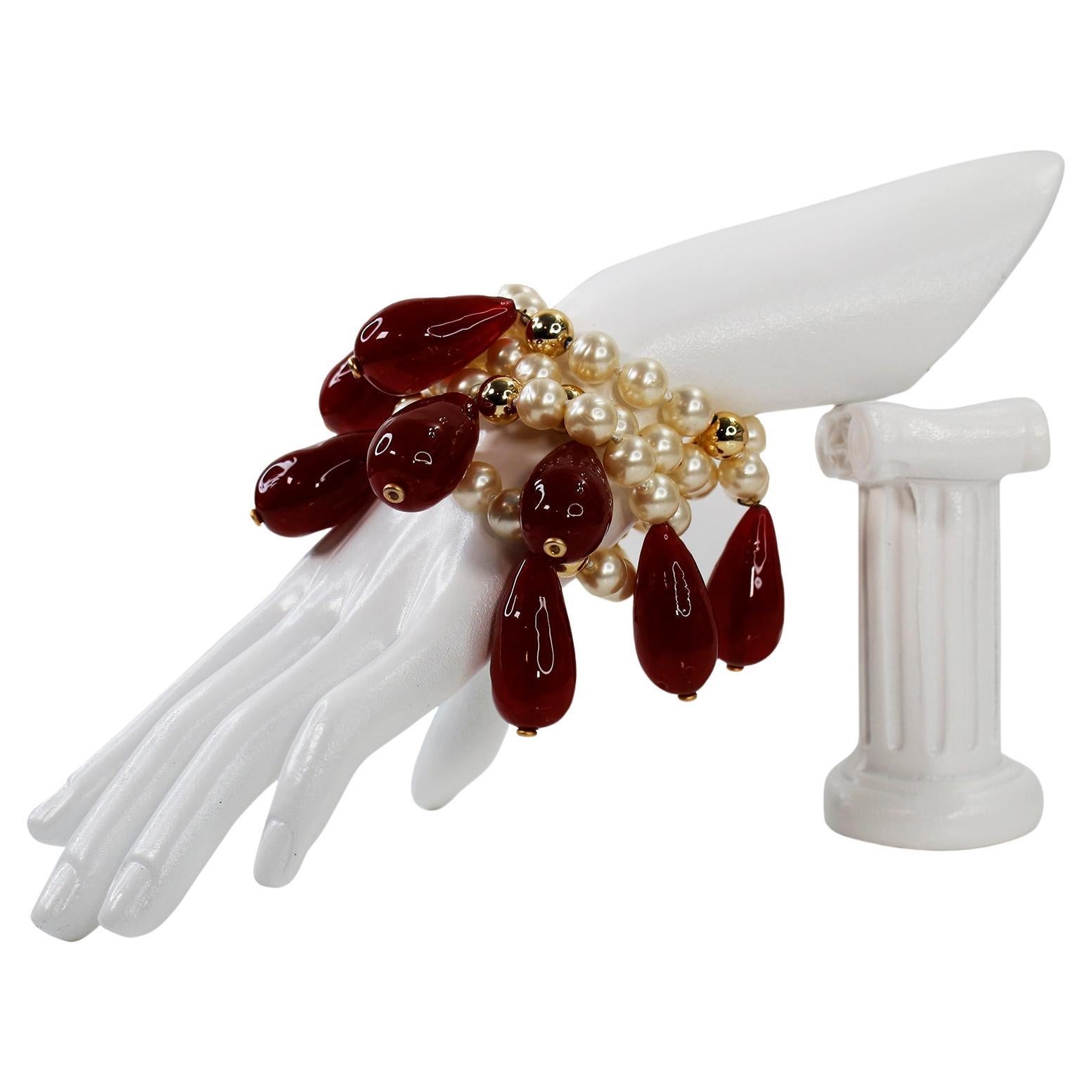 Vintage Givenchy  Pearl and Dangling Pear Drop Gripoix Circa 1980s For Sale
