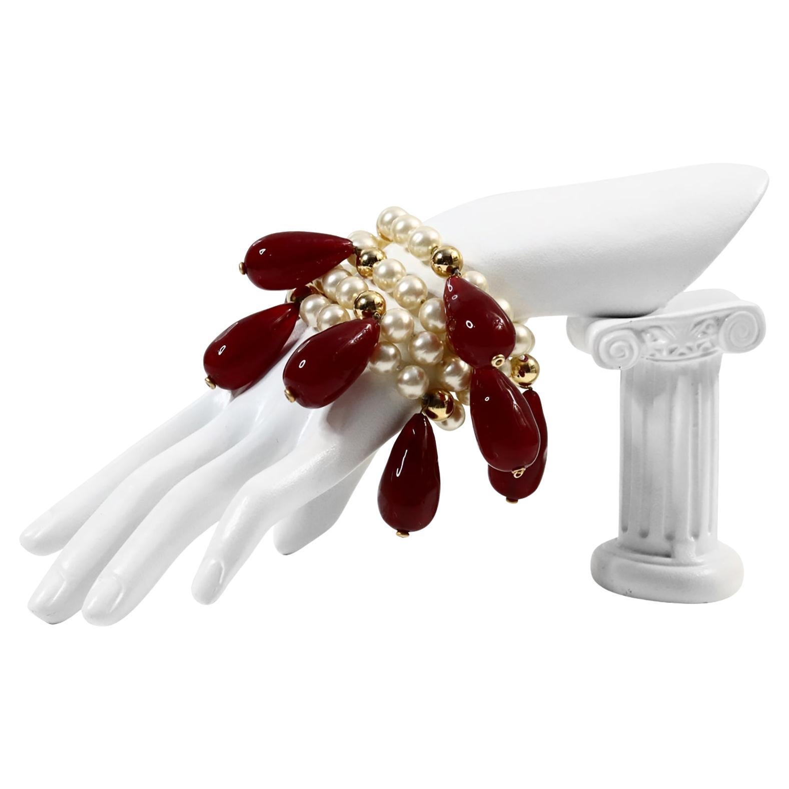 Vintage Givenchy  Pearl and Dangling Pear Drop Gripoix Circa 1980s For Sale