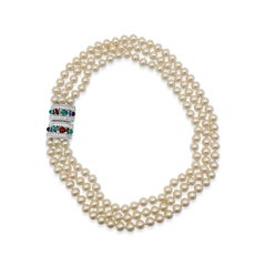 Vintage Givenchy Pearl Collar with Tutti Frutti Feature Clasp 1980s