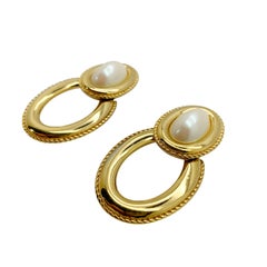 Vintage Givenchy Pearl Doorknocker Earrings 1980s