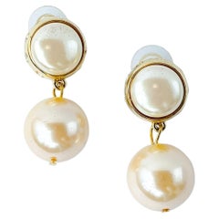 Vintage Givenchy Pearl Drop Earrings 1980s  - For pierced ears