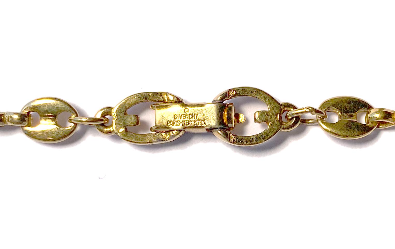 Women's or Men's Vintage Givenchy Puffy Mariner Link Long Chain Necklace, 1990s