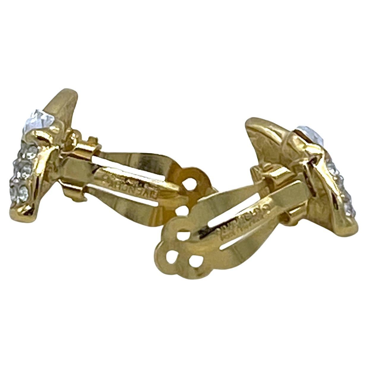 Vintage Givenchy Rhinestone on Gold-tone Necklace and Clips-on Earrings Set en vente 3