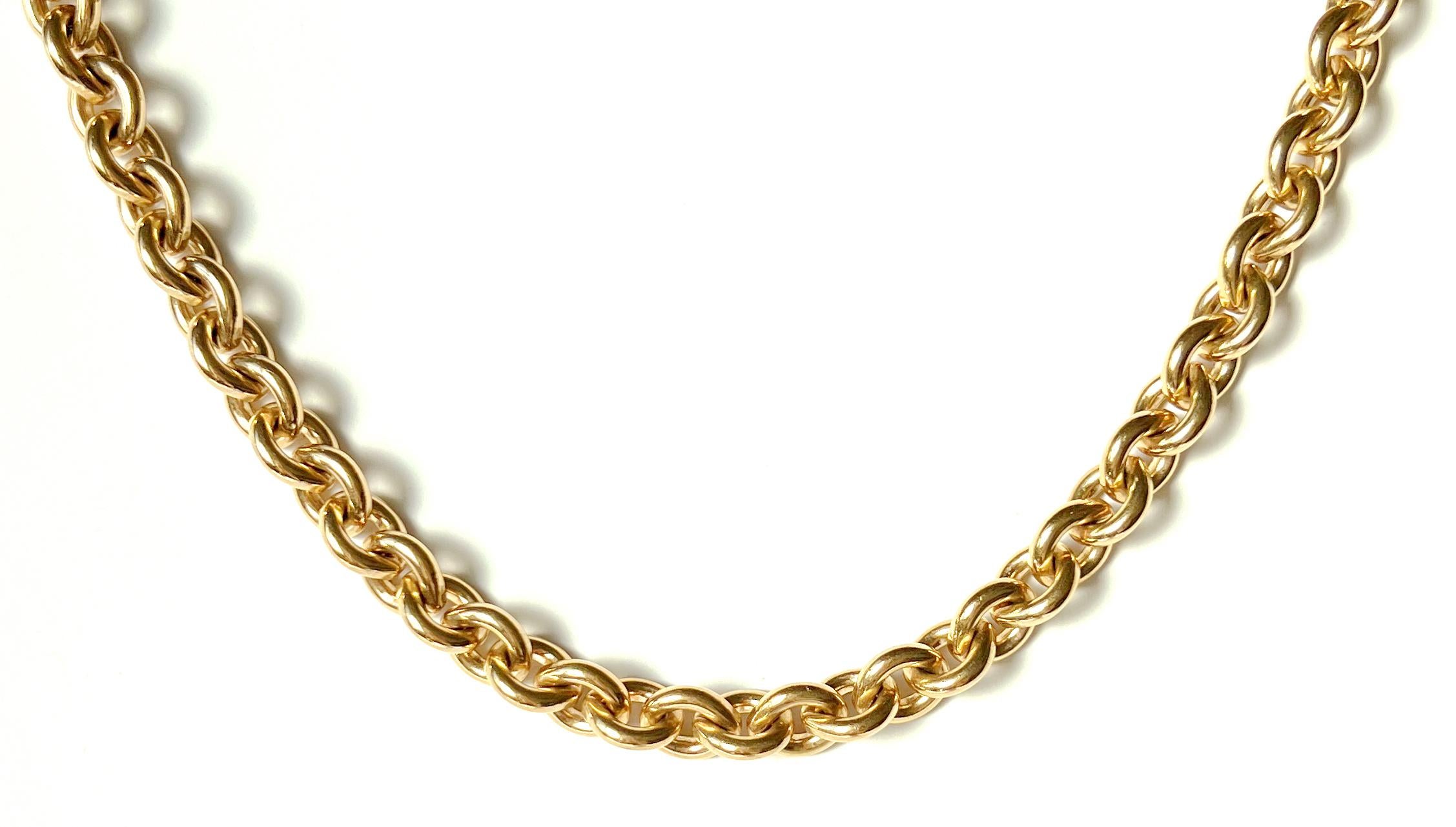 Vintage Givenchy Round Link Chain Necklace with Logo, 1990s In Good Condition For Sale In London, GB