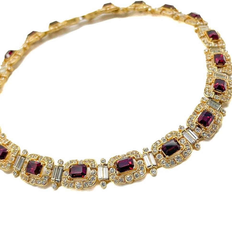 Givenchy, collier rivière vintage en cristal et rubis, années 1980 Bon état - En vente à Wilmslow, GB
