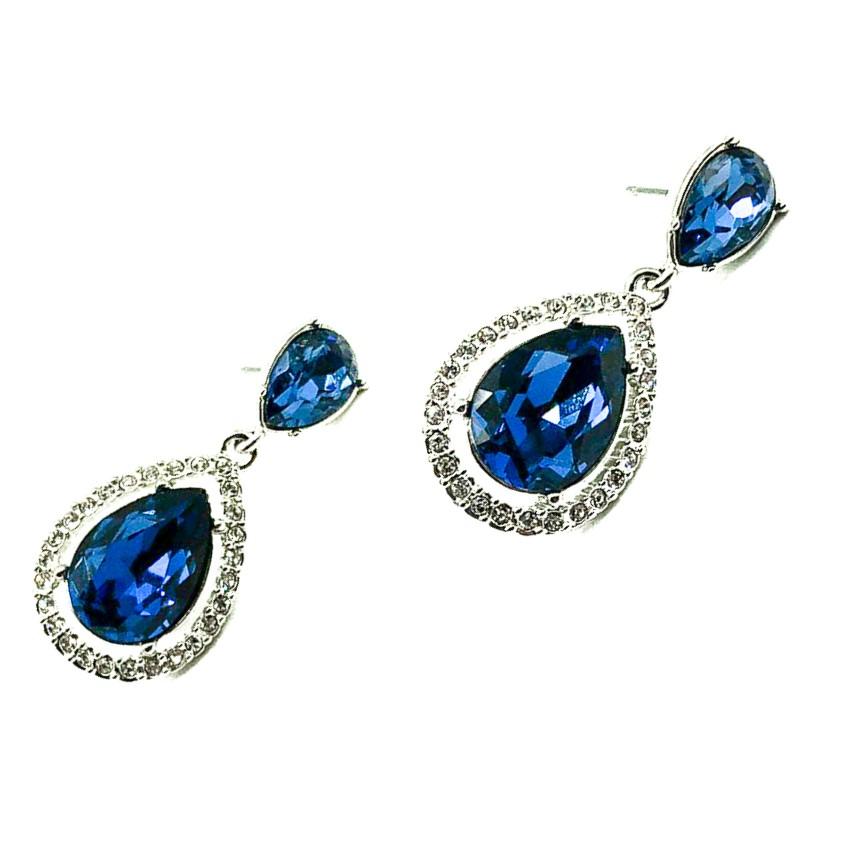 Ultra chic Vintage Givenchy Sapphire Earrings. Crafted in silver tone metal and set with blue and white crystals. In very good vintage condition. Signed. 3.5cms. Pierced fittings. An utterly timeless pair of earrings from the House of Givenchy.