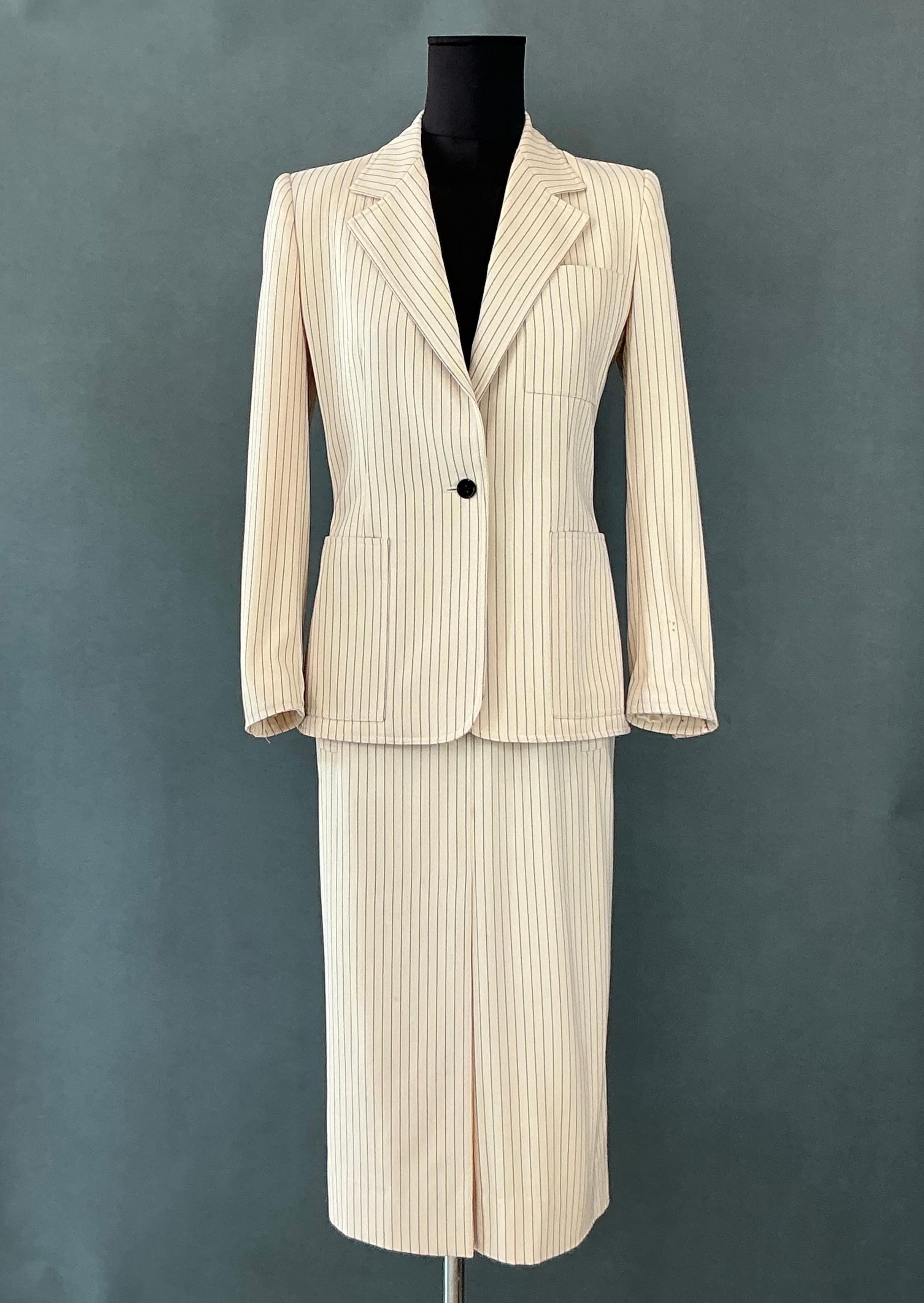 Vintage Givenchy Pinstripe Blazer Set In Good Condition For Sale In Lake Worth Beach, FL