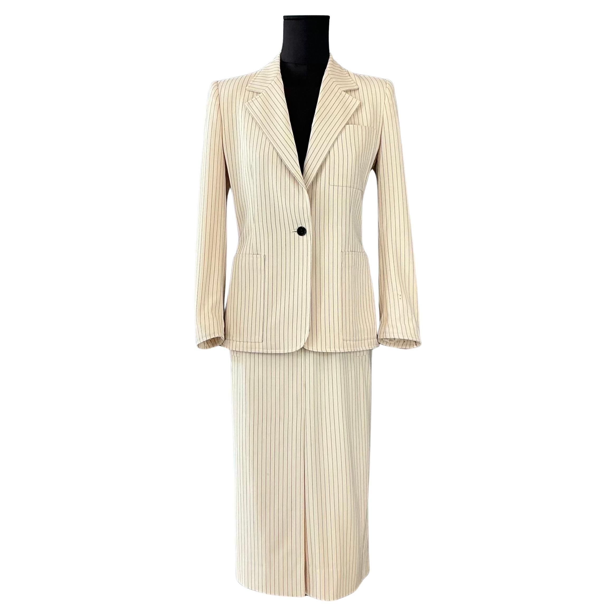 Vintage Givenchy Pinstripe Blazer Set For Sale