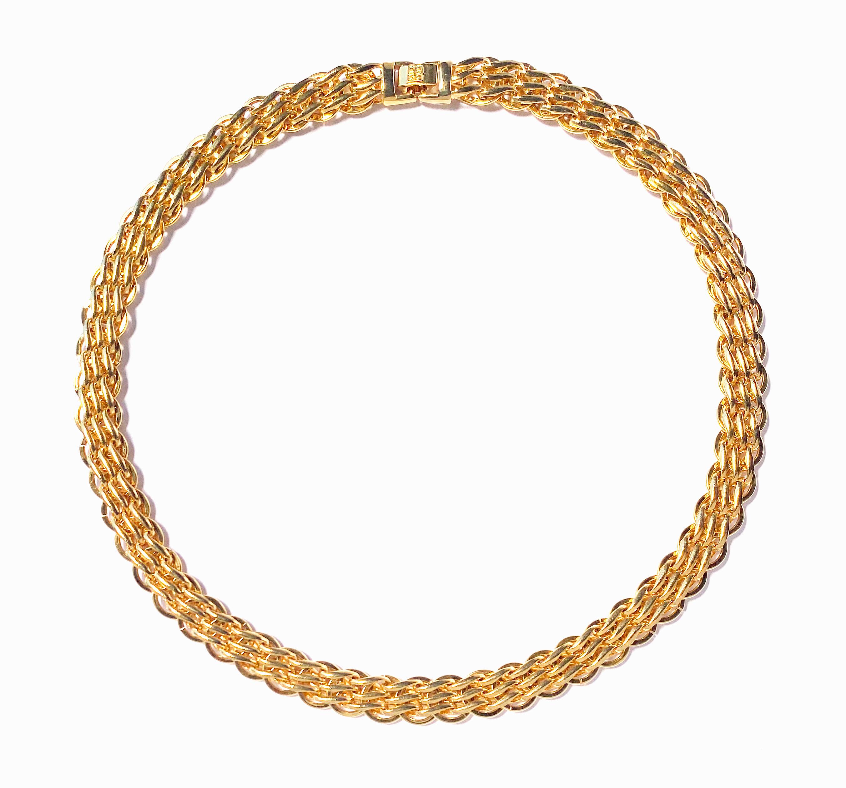 Modern Vintage Givenchy Triple Link Chain Necklace with Logo Clasp, 1980s