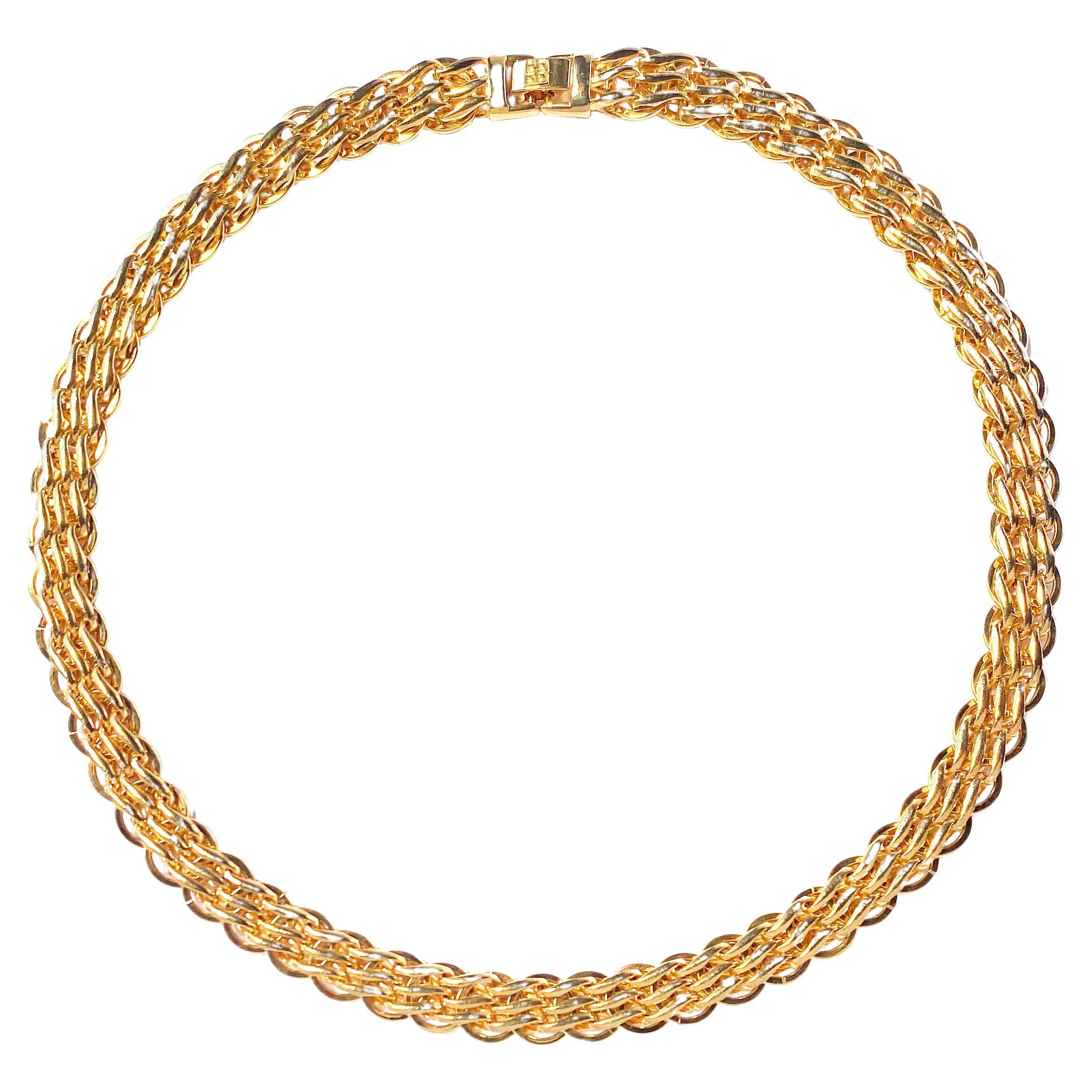 Vintage Givenchy Triple Link Chain Necklace with Logo Clasp, 1980s