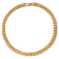 Vintage Givenchy Triple Link Chain Necklace with Logo Clasp, 1980s