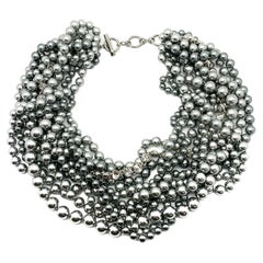 Vintage Givenchy Tumbling Torsade Pearl & Crystal Necklace 1980s