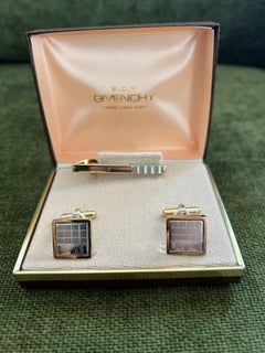 Vintage Givenchy Two Tone Logo Cufflinks, Brand Logo Circa 1990” In Orginal Case