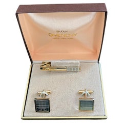 Vintage Givenchy Two Tone Logo Cufflinks, Brand Logo Circa 1990” In Orginal Case