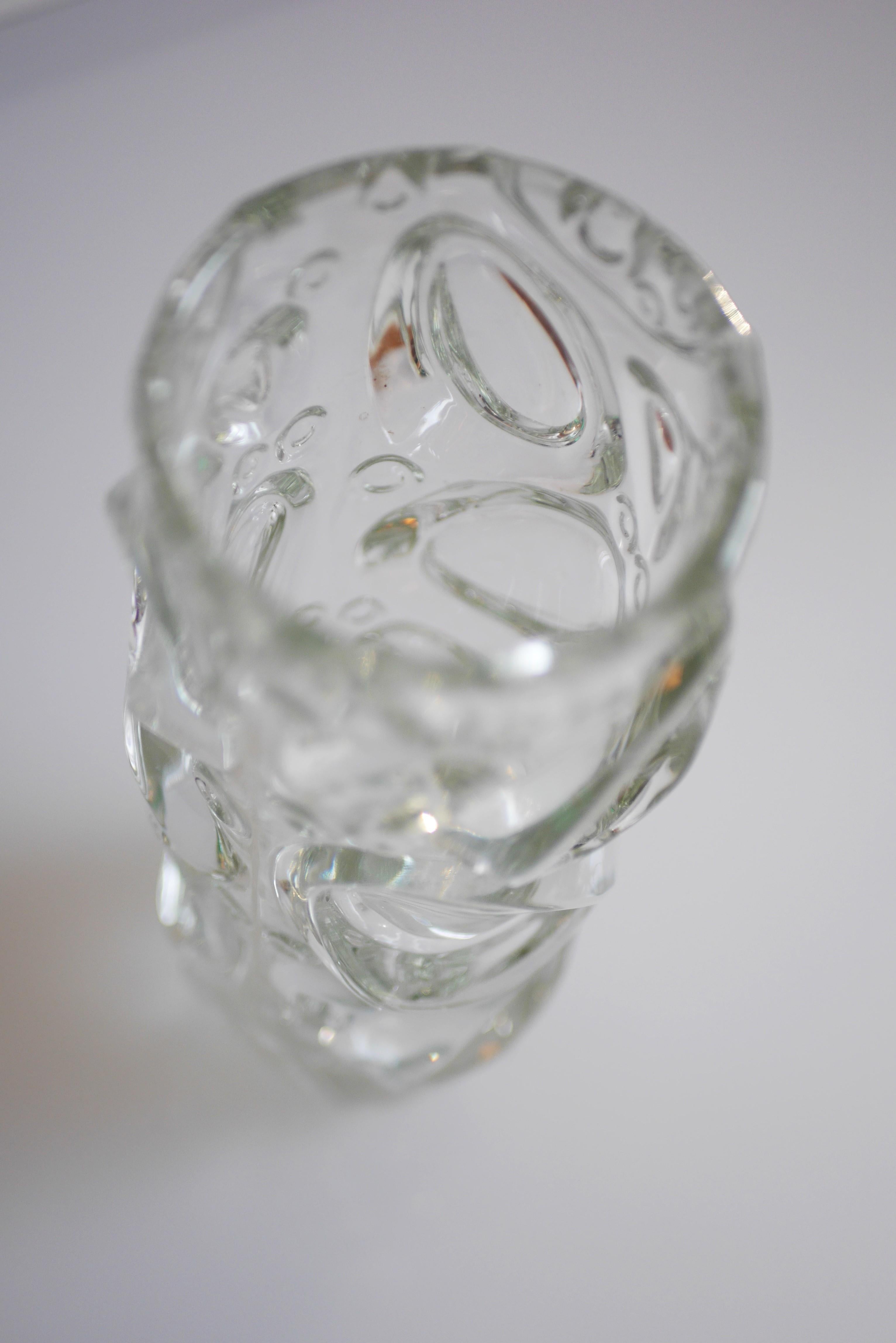 Mid-Century Modern Vintage Glass Vase, by Frantisek Peceny for Sklo Union, Czech Rep For Sale