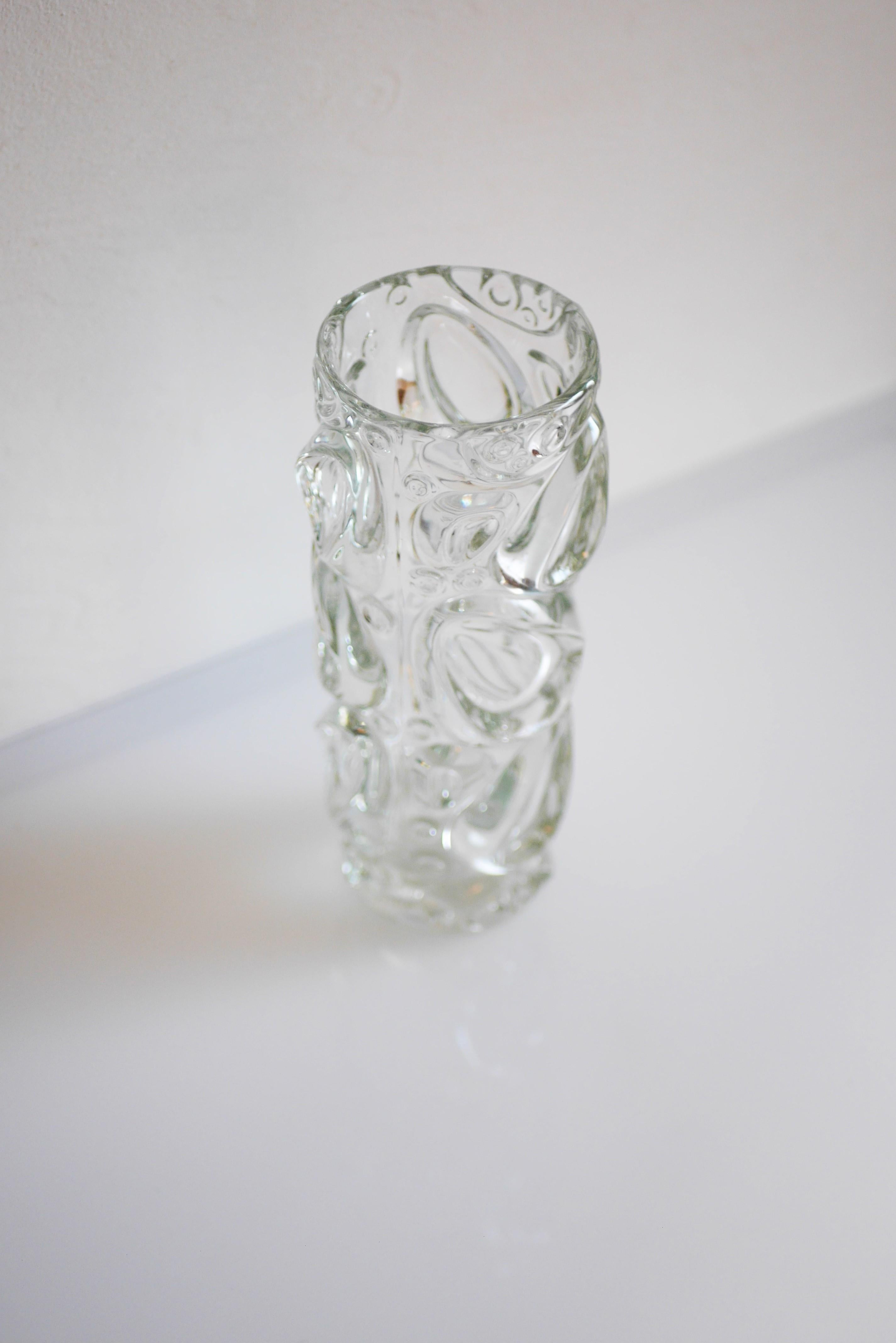 Mid-20th Century Vintage Glass Vase, by Frantisek Peceny for Sklo Union, Czech Rep For Sale