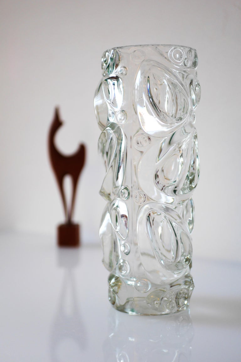 Vintage Glass Vase, by Frantisek Peceny for Sklo Union, Czech Rep