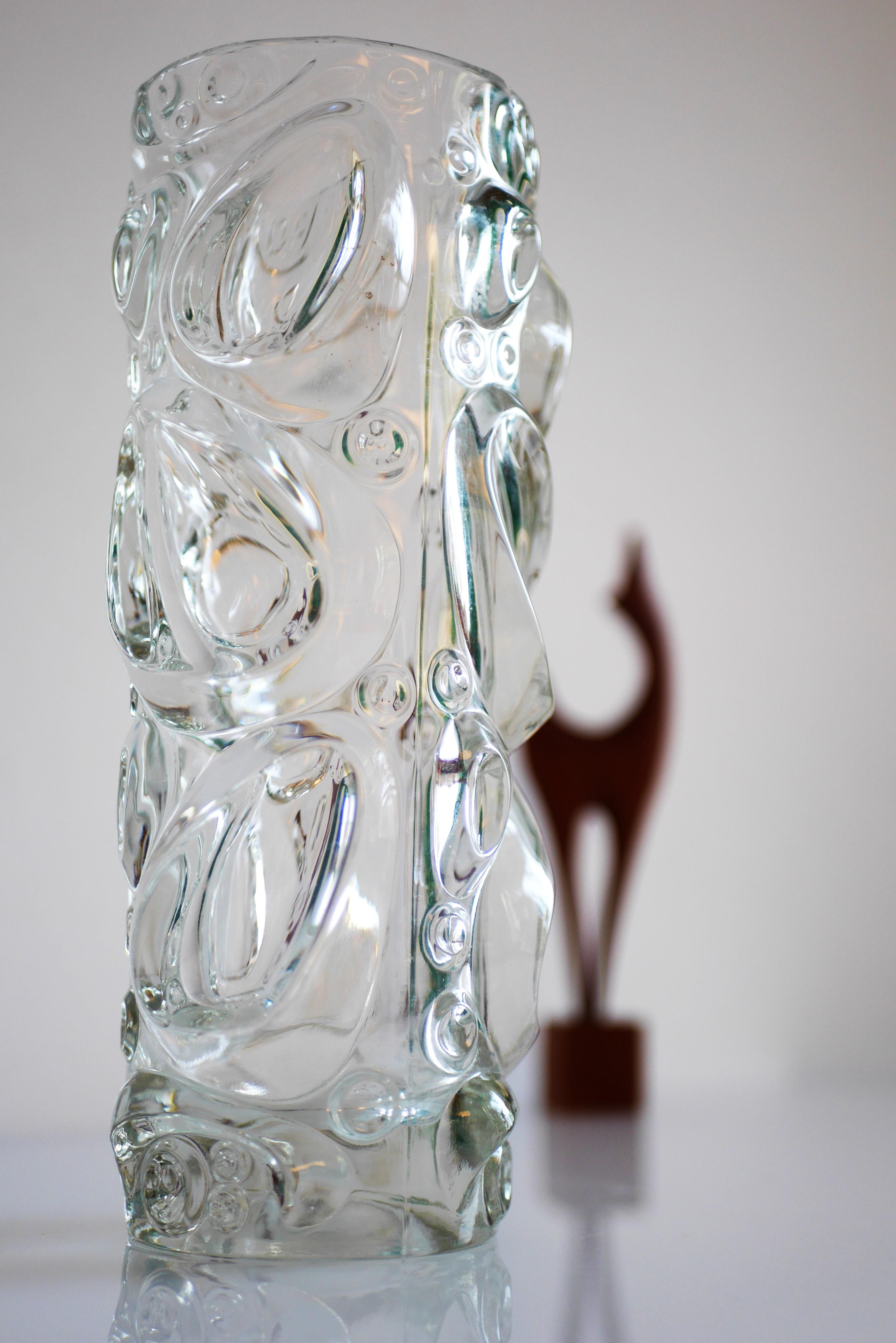 Vintage Glass Vase, by Frantisek Peceny for Sklo Union, Czech Rep For Sale 3
