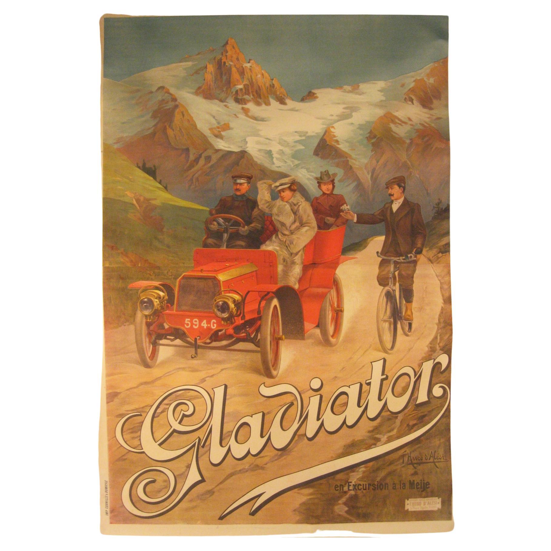 Vintage Gladiator Poster c.1903 64” x 93” For Sale