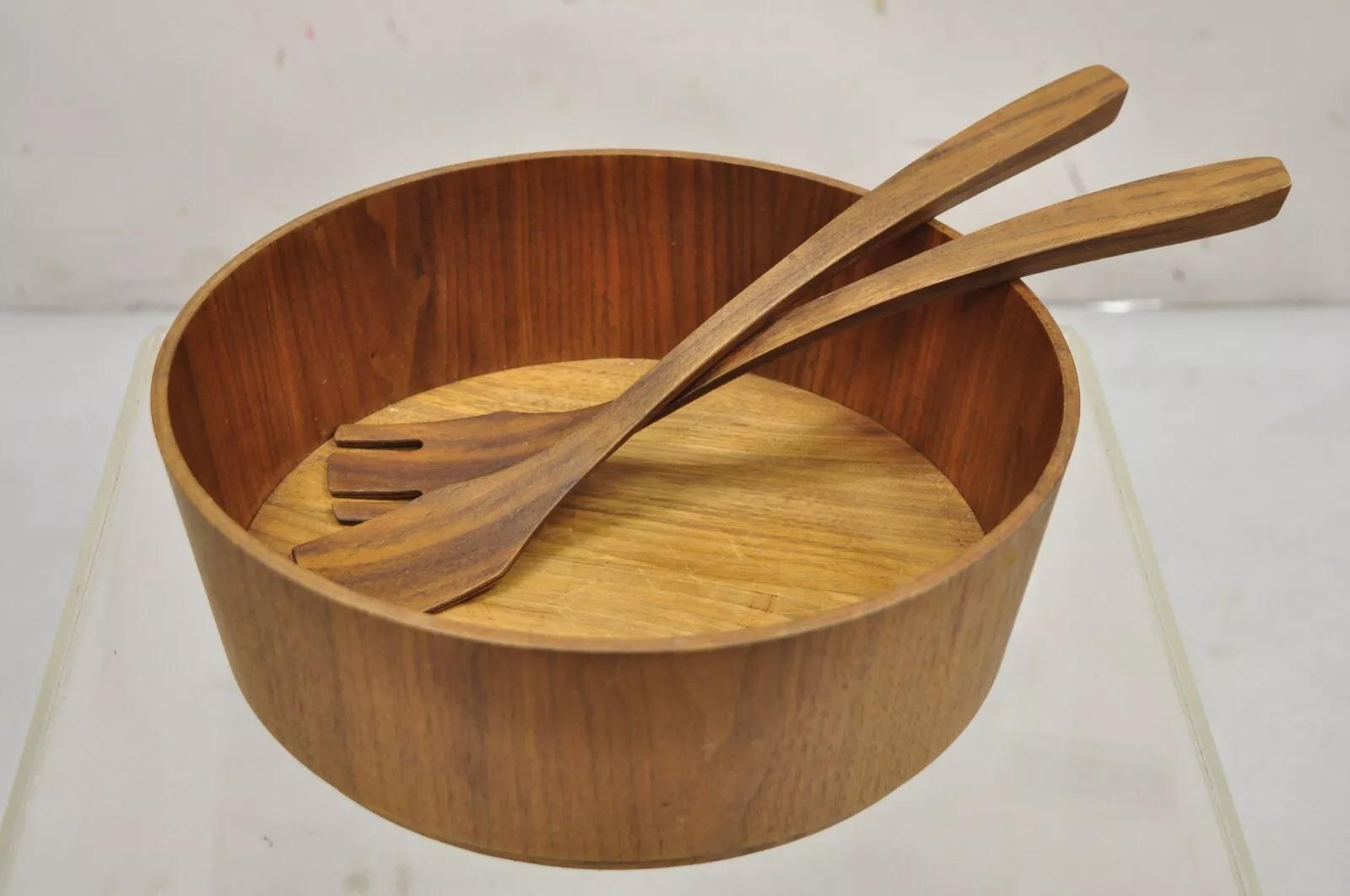 Juego de Ensaladera Vintage Gladmark Mid Century Danish Modern Staved Teak en venta 4