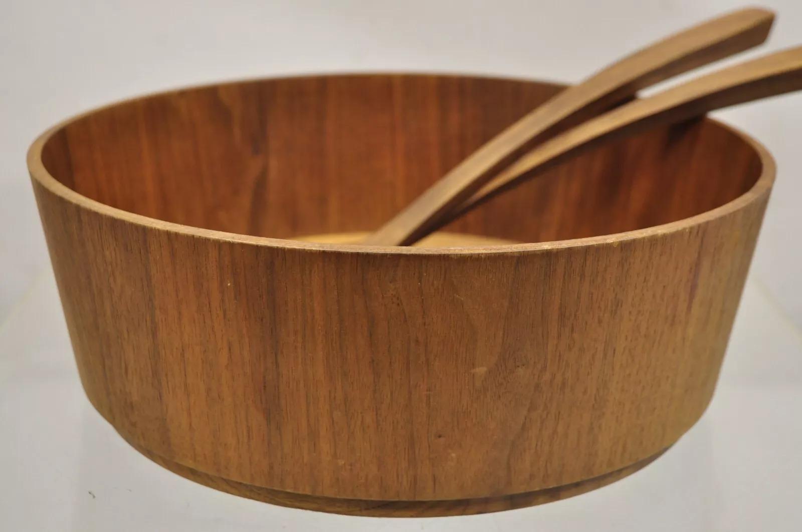 Juego de Ensaladera Vintage Gladmark Mid Century Danish Modern Staved Teak Moderno de mediados de siglo en venta