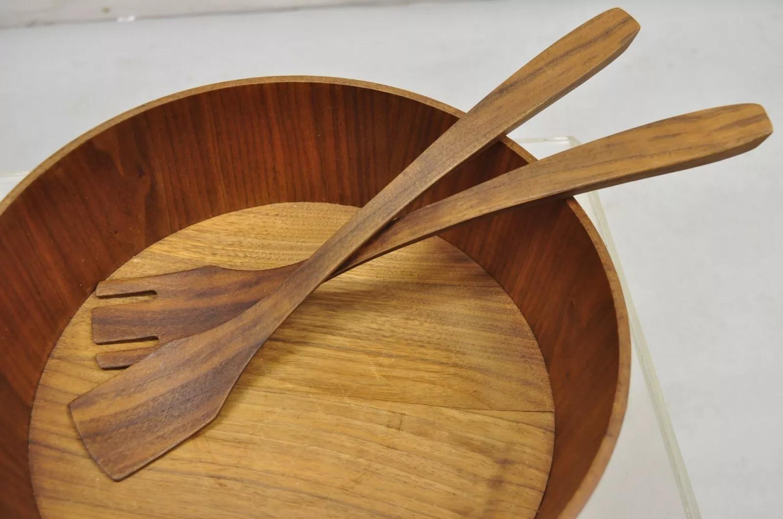 Juego de Ensaladera Vintage Gladmark Mid Century Danish Modern Staved Teak en venta 2