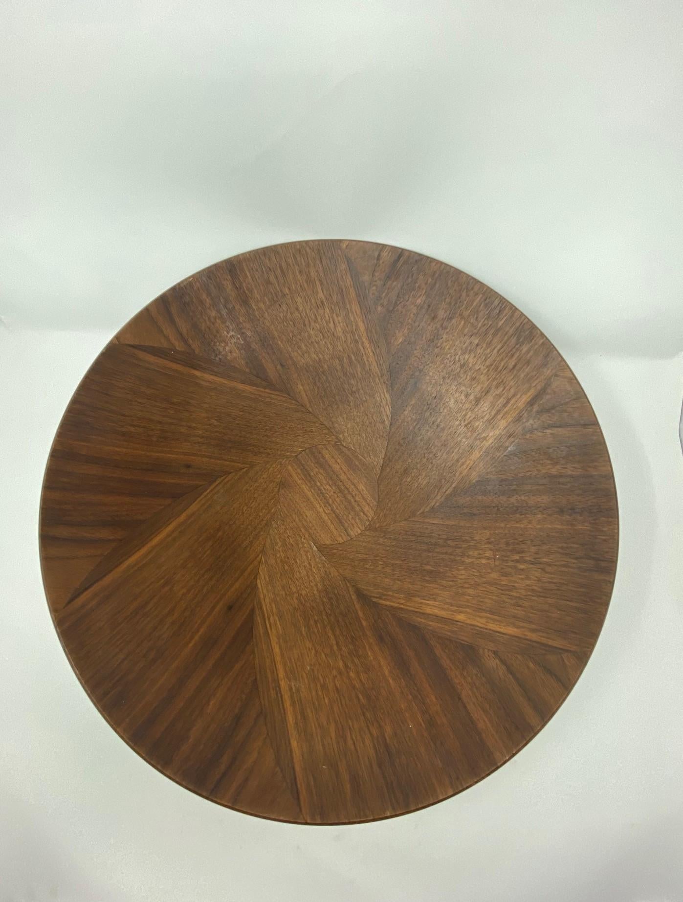 American Vintage Gladmark Midcentury Walnut Inlay Larger Wood Serving Bowl