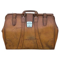 Vintage Gladstone Leather Doctor's Bag 1950s